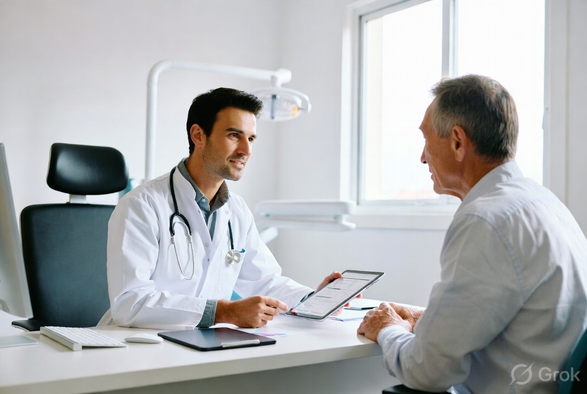 GP reviewing a care plan with an older patient